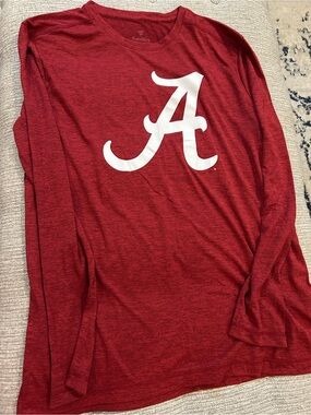 Alabama Red Long Sleeve Tee with White 'A' Chest Logo
